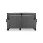 Causeuse de 61 po avec accoudoirs arrondis, coussins moelleux et cadre en bois franc