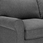 Causeuse de 61 po avec accoudoirs arrondis, coussins moelleux et cadre en bois franc