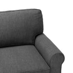 Causeuse de 61 po avec accoudoirs arrondis, coussins moelleux et cadre en bois franc