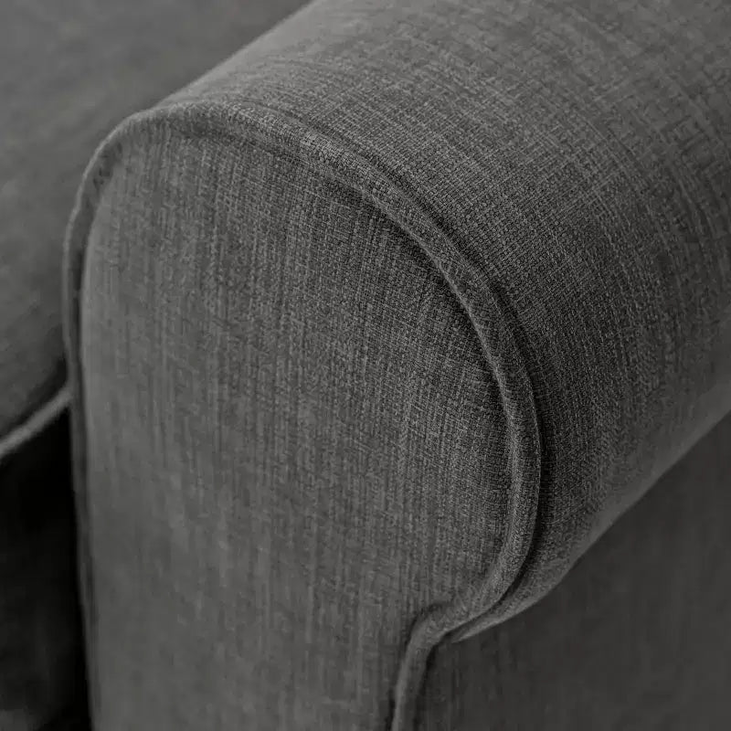 Causeuse de 61 po avec accoudoirs arrondis, coussins moelleux et cadre en bois franc
