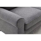 Causeuse de 61 po avec accoudoirs arrondis, coussins moelleux et cadre en bois franc