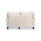 Causeuse de 61 po avec accoudoirs arrondis, coussins moelleux et cadre en bois franc