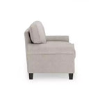 Causeuse de 61 po avec accoudoirs arrondis, coussins moelleux et cadre en bois franc