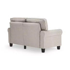 Causeuse de 61 po avec accoudoirs arrondis, coussins moelleux et cadre en bois franc