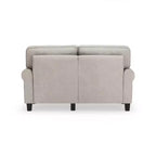 Causeuse de 61 po avec accoudoirs arrondis, coussins moelleux et cadre en bois franc