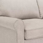 Causeuse de 61 po avec accoudoirs arrondis, coussins moelleux et cadre en bois franc