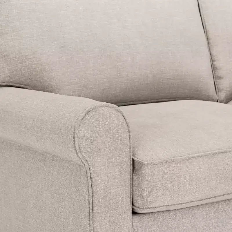 Causeuse de 61 po avec accoudoirs arrondis, coussins moelleux et cadre en bois franc
