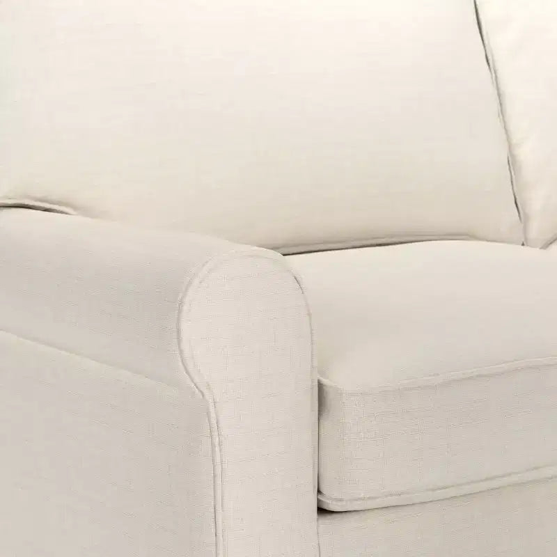 Causeuse de 61 po avec accoudoirs arrondis, coussins moelleux et cadre en bois franc