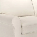 Causeuse de 61 po avec accoudoirs arrondis, coussins moelleux et cadre en bois franc