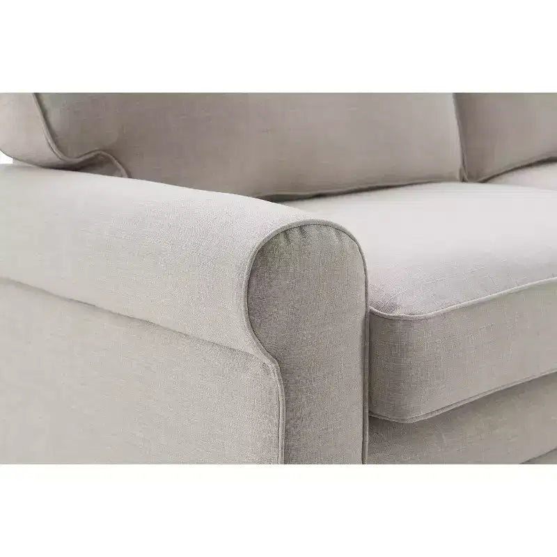Causeuse de 61 po avec accoudoirs arrondis, coussins moelleux et cadre en bois franc