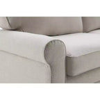 Causeuse de 61 po avec accoudoirs arrondis, coussins moelleux et cadre en bois franc