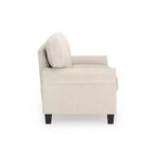 Causeuse de 61 po avec accoudoirs arrondis, coussins moelleux et cadre en bois franc
