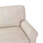 Causeuse de 61 po avec accoudoirs arrondis, coussins moelleux et cadre en bois franc