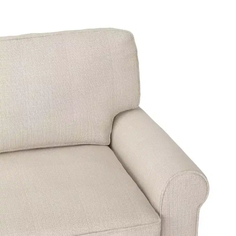 Causeuse de 61 po avec accoudoirs arrondis, coussins moelleux et cadre en bois franc