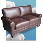 Causeuse de 61 po avec accoudoirs arrondis, coussins moelleux et cadre en bois franc