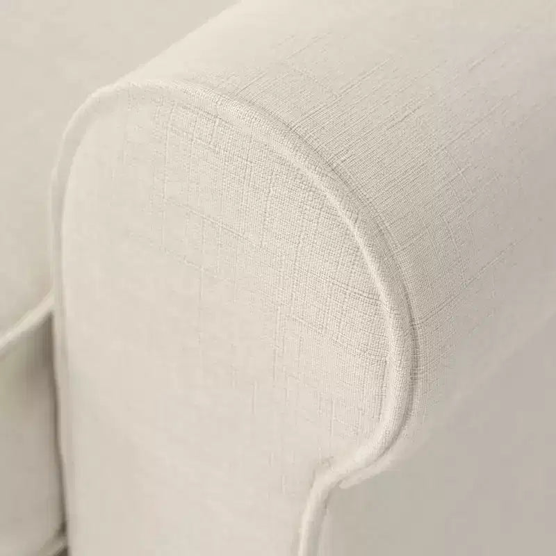Causeuse de 61 po avec accoudoirs arrondis, coussins moelleux et cadre en bois franc