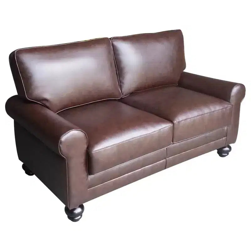Causeuse de 61 po avec accoudoirs arrondis, coussins moelleux et cadre en bois franc