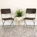 Chaise pliante en plastique rotin marron (lot de 2) avec cadre en acier gris, capacité de 200 kg