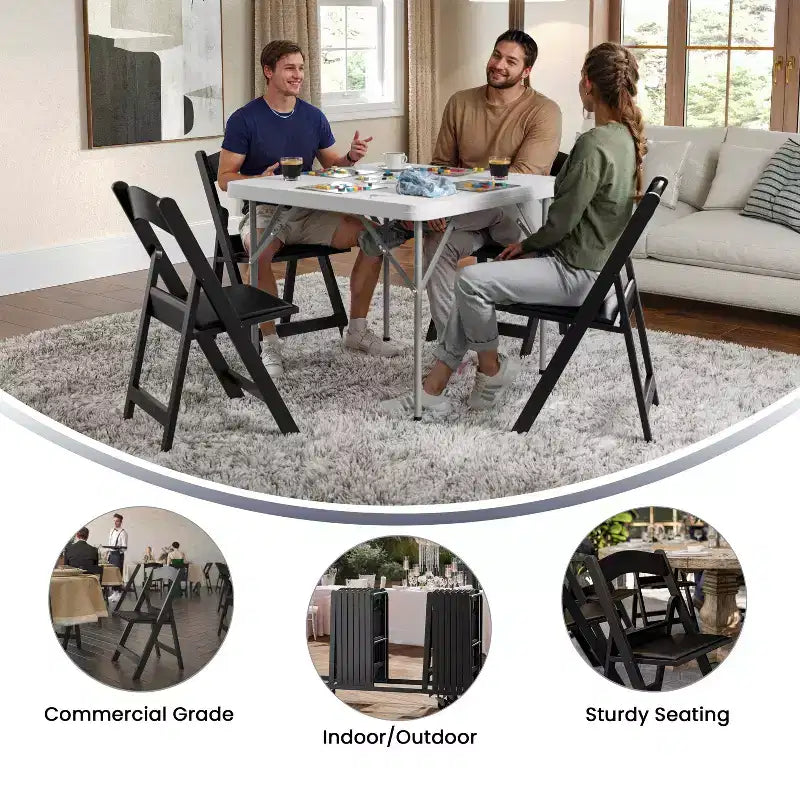 Lot de 2 chaises pliantes en résine, capacité de charge de 360 kg, chaises événementielles intérieures/extérieures