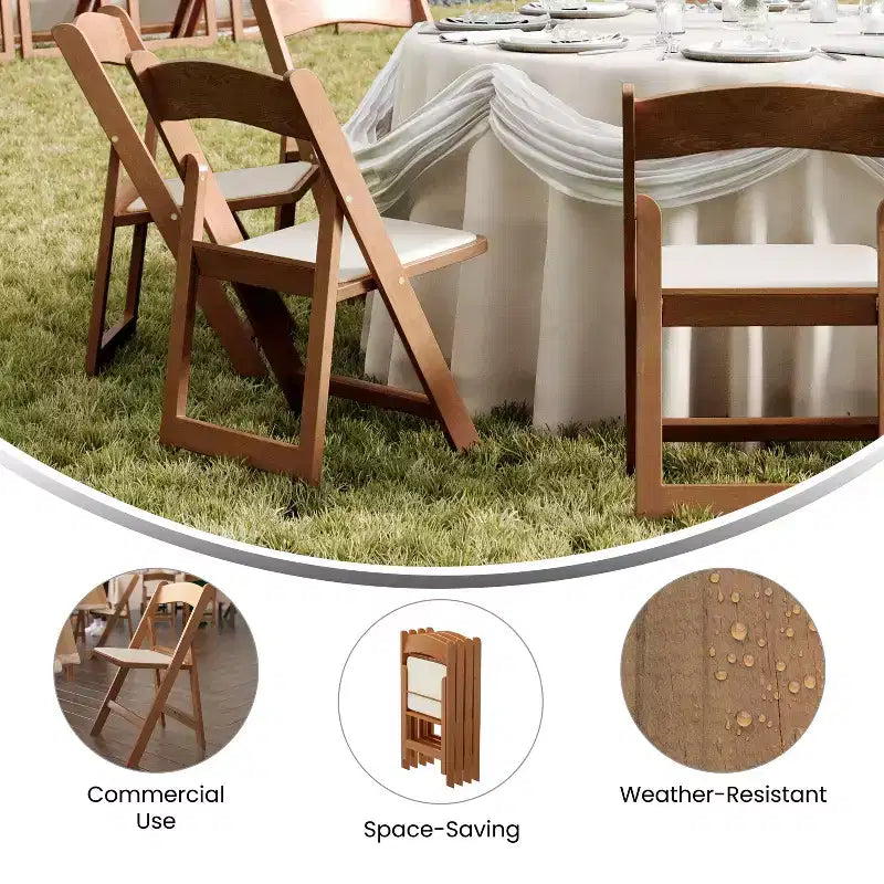 Lot de 2 chaises pliantes en résine, capacité de charge de 360 kg, chaises événementielles intérieures/extérieures