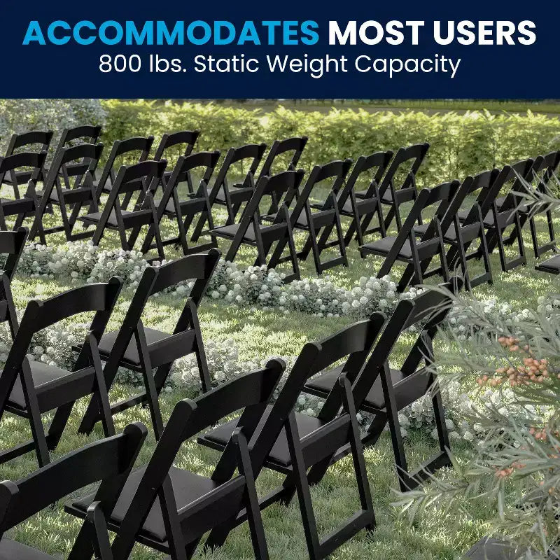 Lot de 2 chaises pliantes en résine, capacité de charge de 360 kg, chaises événementielles intérieures/extérieures