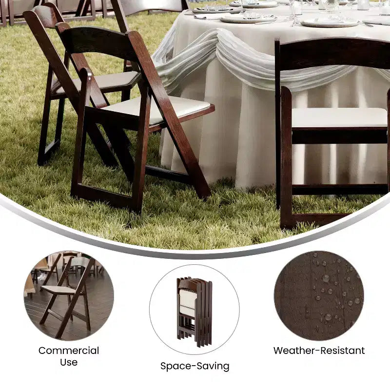 Lot de 2 chaises pliantes en résine, capacité de charge de 360 kg, chaises événementielles intérieures/extérieures