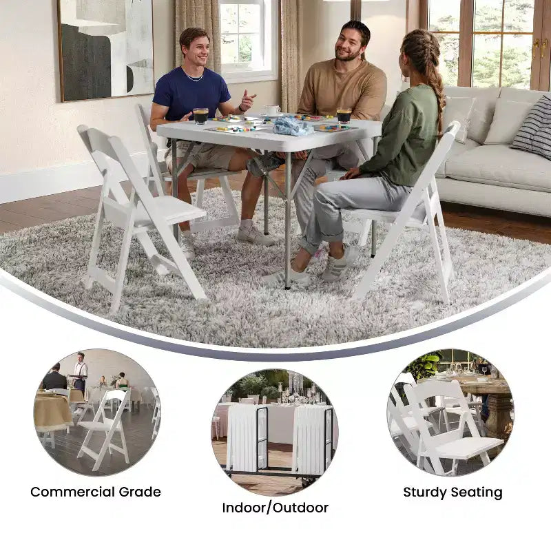 Lot de 2 chaises pliantes en résine, capacité de charge de 360 kg, chaises événementielles intérieures/extérieures
