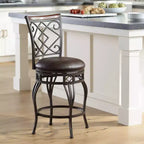 Tabouret de bar pivotant en bronze, hauteur comptoir 65 cm, coussin traditionnel en similicuir avec dossier et repose-pieds