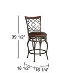 Tabouret de bar pivotant en bronze, hauteur comptoir 65 cm, coussin traditionnel en similicuir avec dossier et repose-pieds