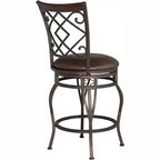 Tabouret de bar pivotant en bronze, hauteur comptoir 65 cm, coussin traditionnel en similicuir avec dossier et repose-pieds