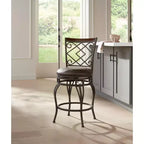Tabouret de bar pivotant en bronze, hauteur comptoir 65 cm, coussin traditionnel en similicuir avec dossier et repose-pieds