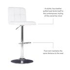 Tabouret de bar pivotant réglable en hauteur avec assise en similicuir et piétement chromé