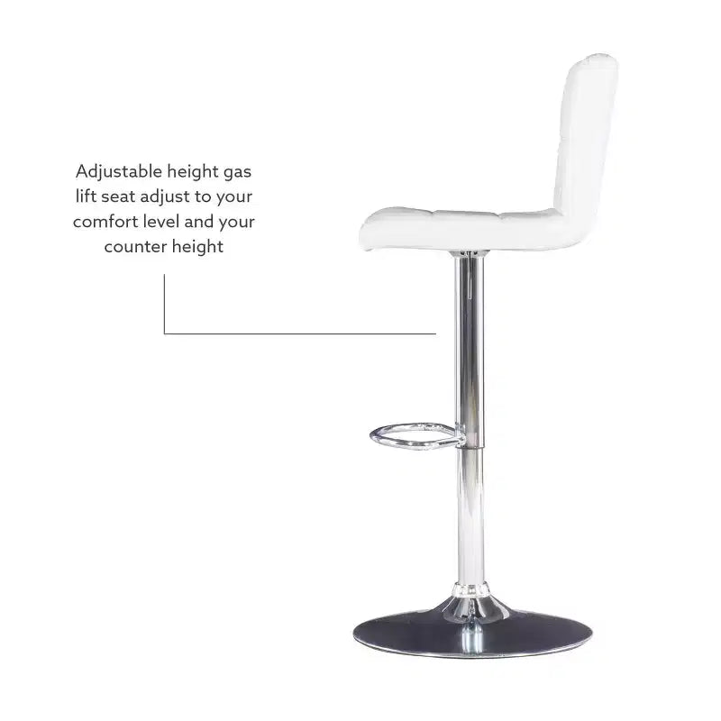 Tabouret de bar pivotant réglable en hauteur avec assise en similicuir et piétement chromé