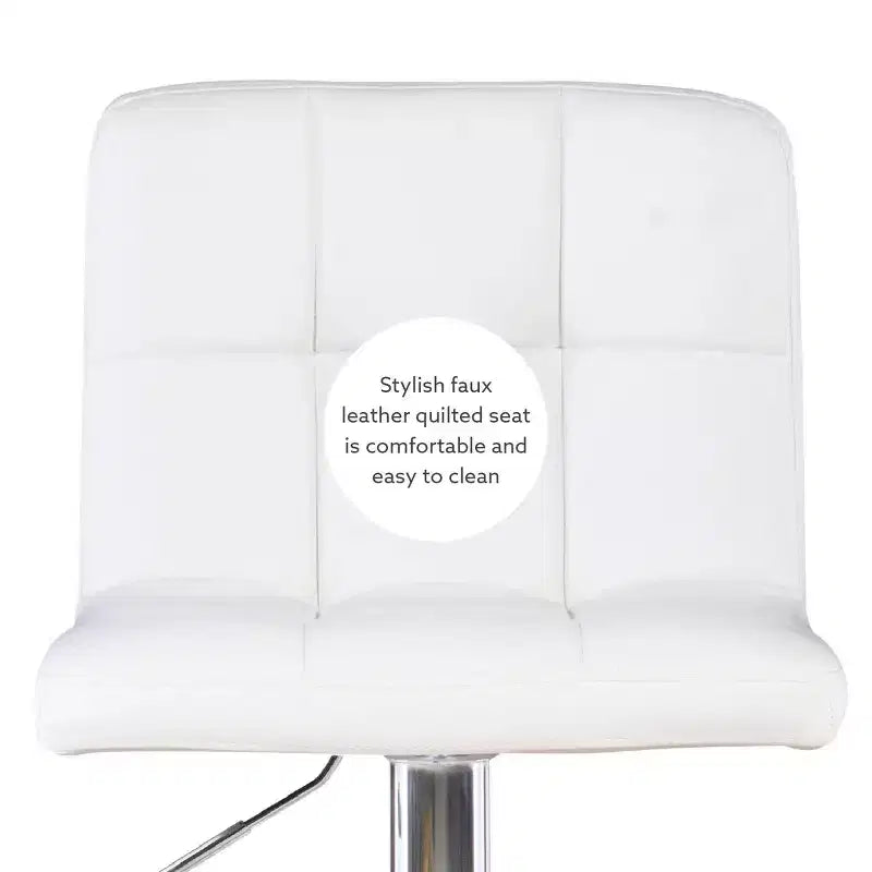 Tabouret de bar pivotant réglable en hauteur avec assise en similicuir et piétement chromé