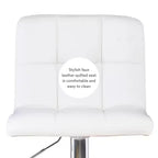 Tabouret de bar pivotant réglable en hauteur avec assise en similicuir et piétement chromé