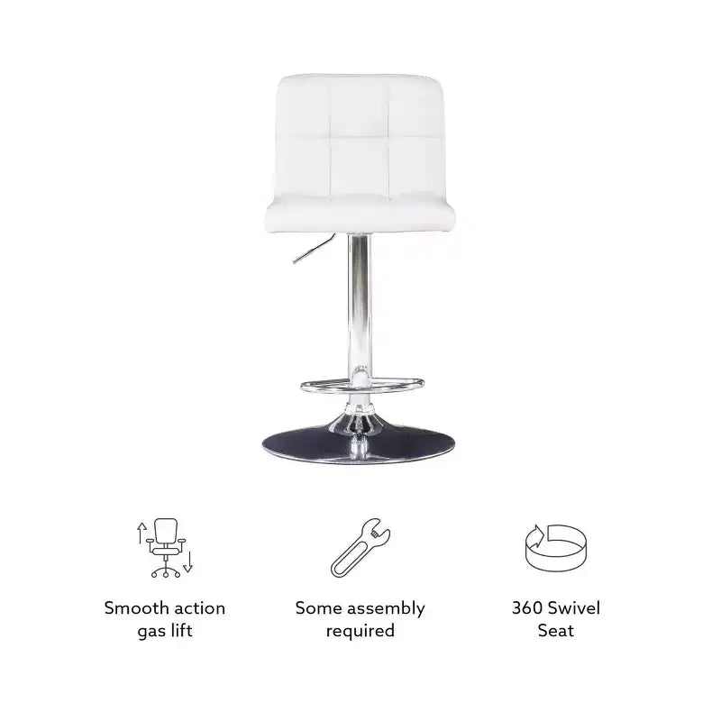 Tabouret de bar pivotant réglable en hauteur avec assise en similicuir et piétement chromé