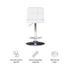 Tabouret de bar pivotant réglable en hauteur avec assise en similicuir et piétement chromé
