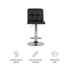 Tabouret de bar pivotant réglable en hauteur avec assise en similicuir et piétement chromé