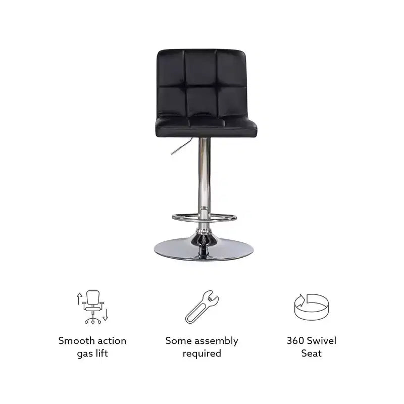 Tabouret de bar pivotant réglable en hauteur avec assise en similicuir et piétement chromé