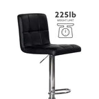 Tabouret de bar pivotant réglable en hauteur avec assise en similicuir et piétement chromé