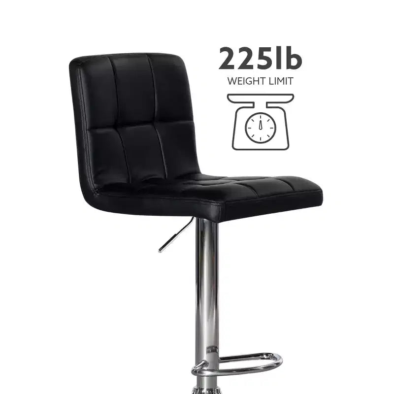 Tabouret de bar pivotant réglable en hauteur avec assise en similicuir et piétement chromé