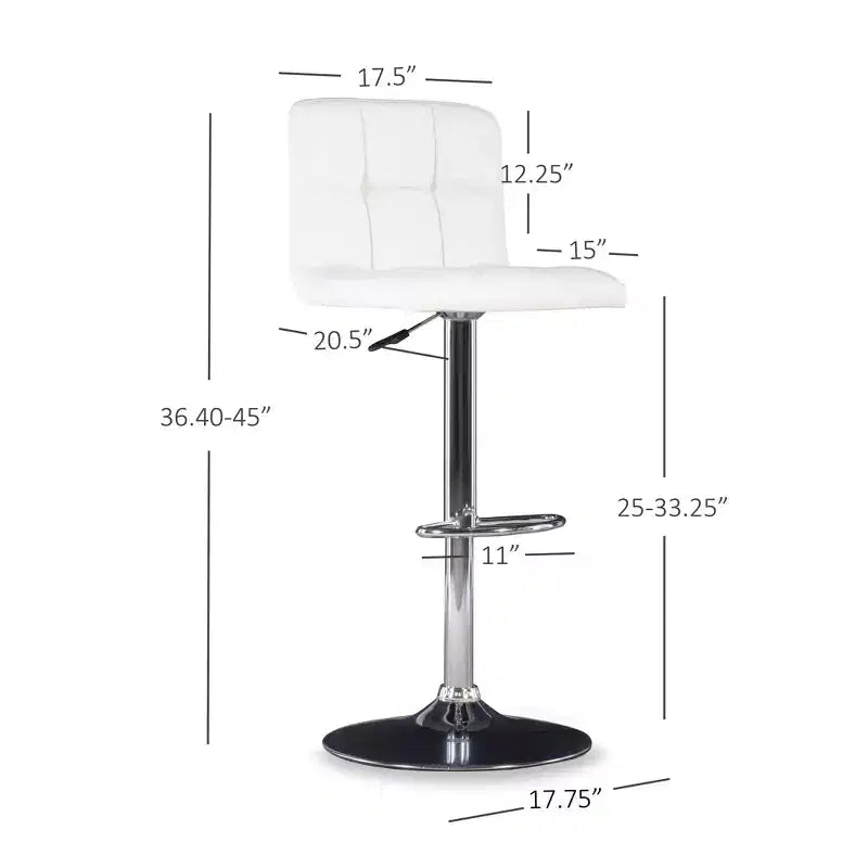 Tabouret de bar pivotant réglable en hauteur avec assise en similicuir et piétement chromé