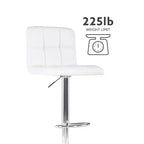 Tabouret de bar pivotant réglable en hauteur avec assise en similicuir et piétement chromé