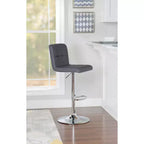 Tabouret de bar pivotant réglable en hauteur avec assise en similicuir et piétement chromé
