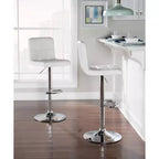 Tabouret de bar pivotant réglable en hauteur avec assise en similicuir et piétement chromé