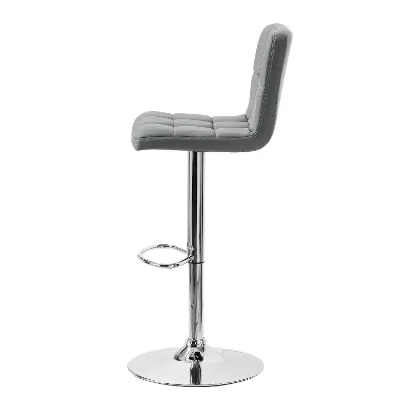 Tabouret de bar pivotant réglable en hauteur avec assise en similicuir et piétement chromé