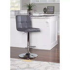 Tabouret de bar pivotant réglable en hauteur avec assise en similicuir et piétement chromé