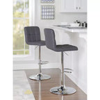 Tabouret de bar pivotant réglable en hauteur avec assise en similicuir et piétement chromé