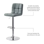 Tabouret de bar pivotant réglable en hauteur avec assise en similicuir et piétement chromé