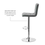 Tabouret de bar pivotant réglable en hauteur avec assise en similicuir et piétement chromé